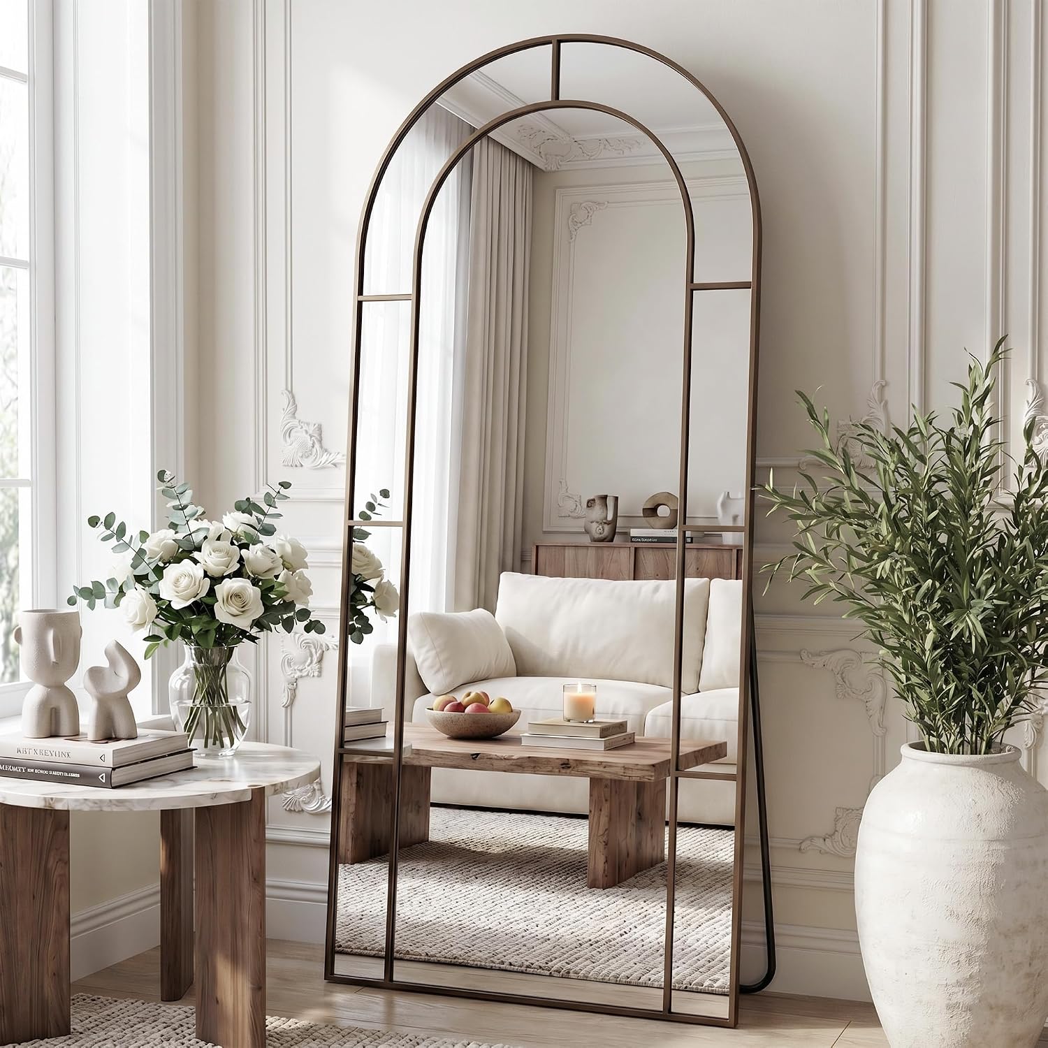 Arch Mirror Leaning - 76인치 x 34인치 아치형 전신 거울,