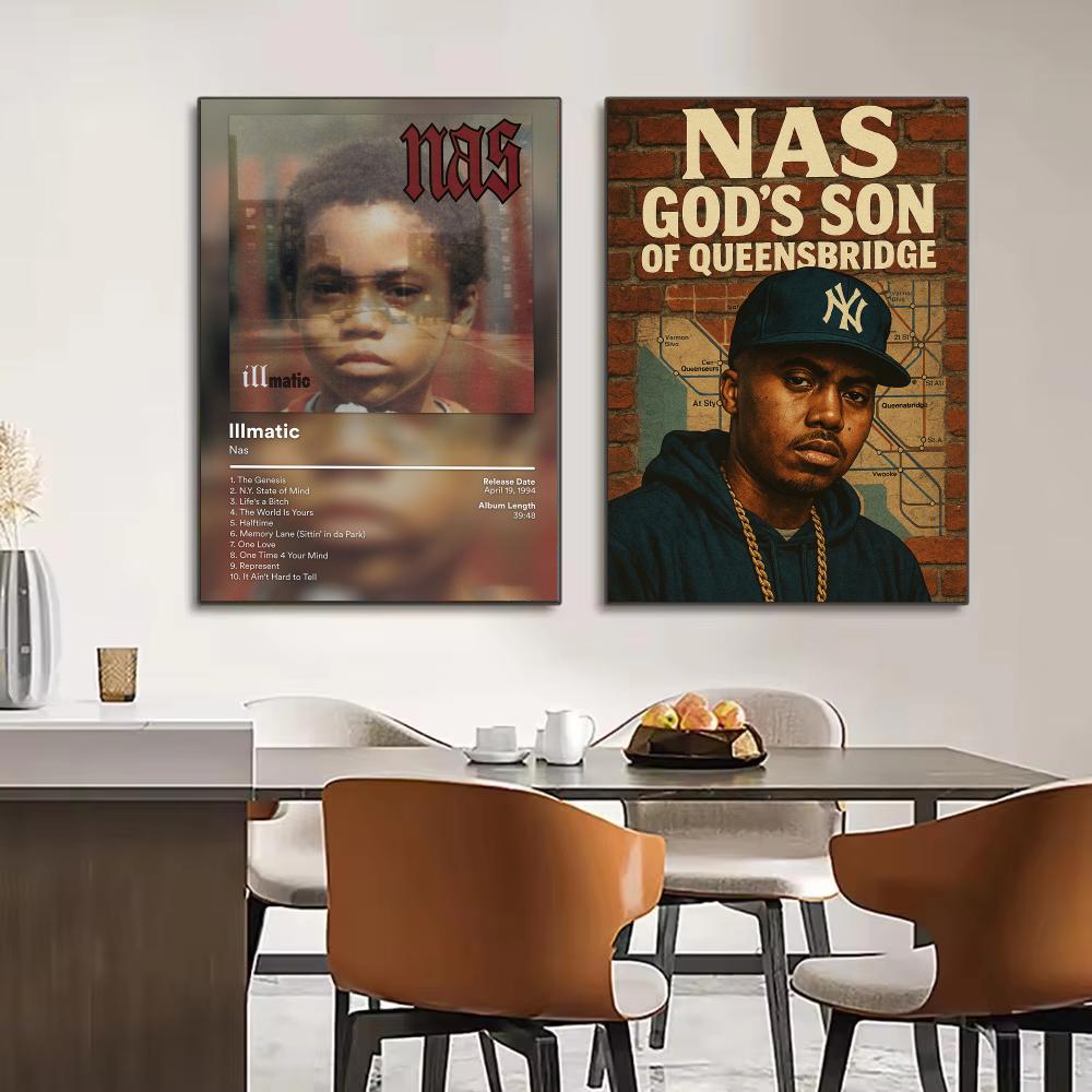 힙합 전설 N-Nas 포스터 현대 미니멀리스트 벽 예술 - Interior Design With Wallpaper 리뷰 및 가격