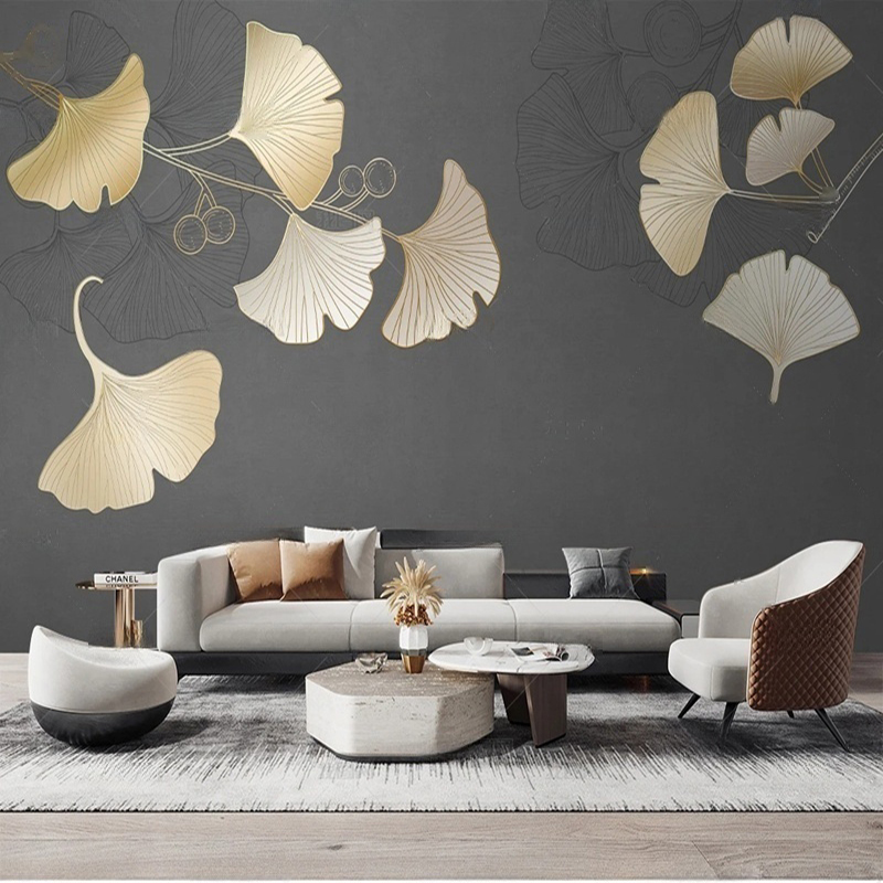 맞춤형 북유럽 스타일 나뭇잎 프린트 벽화 거실 및 침실 - Interior Design With Wallpaper 리뷰 및 가격