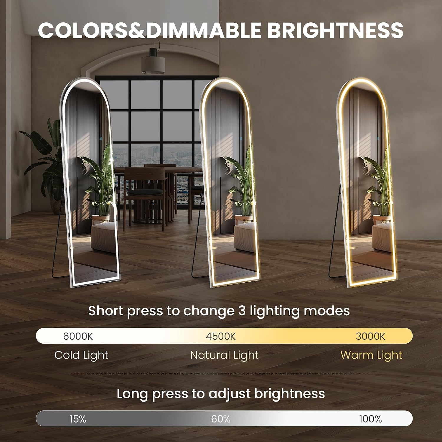 아치형 전신 거울 16x60인치 LED 조명 스탠딩/벽 - Arch Mirror Leaning 리뷰 및 가격