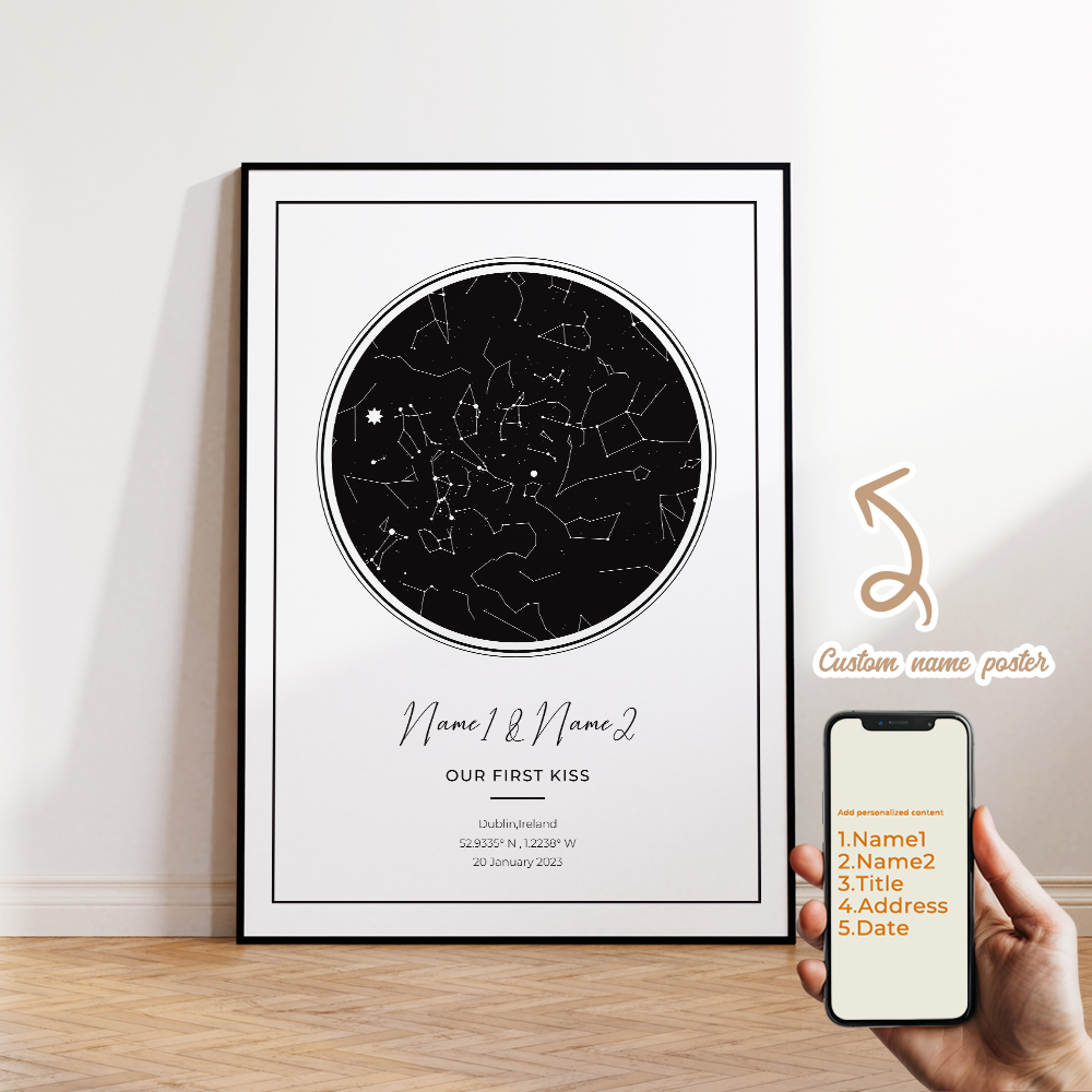 현대적인 맞춤형 개인화된 밤하늘 별 지도 벽 예술 캔버 - Interior Design Room 리뷰 및 가격